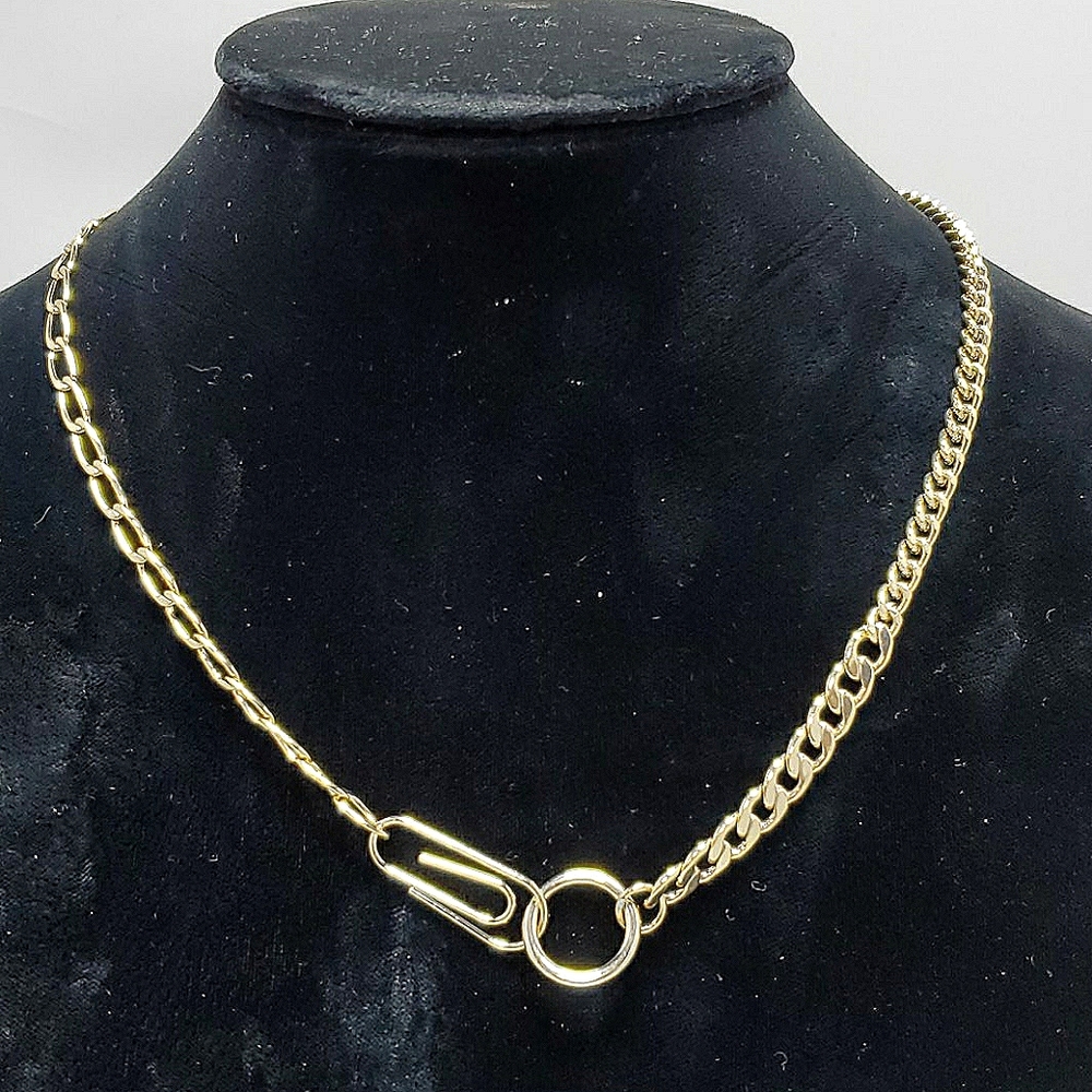 French Connection Women's Pin Charm Pendant Necklace Gold Metal 18 Inches